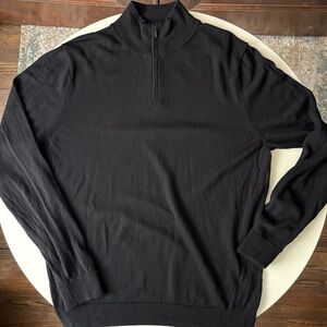 Nordstrom Men’s Washable Merino Wool Quarter Zip Sweater Size XL Black